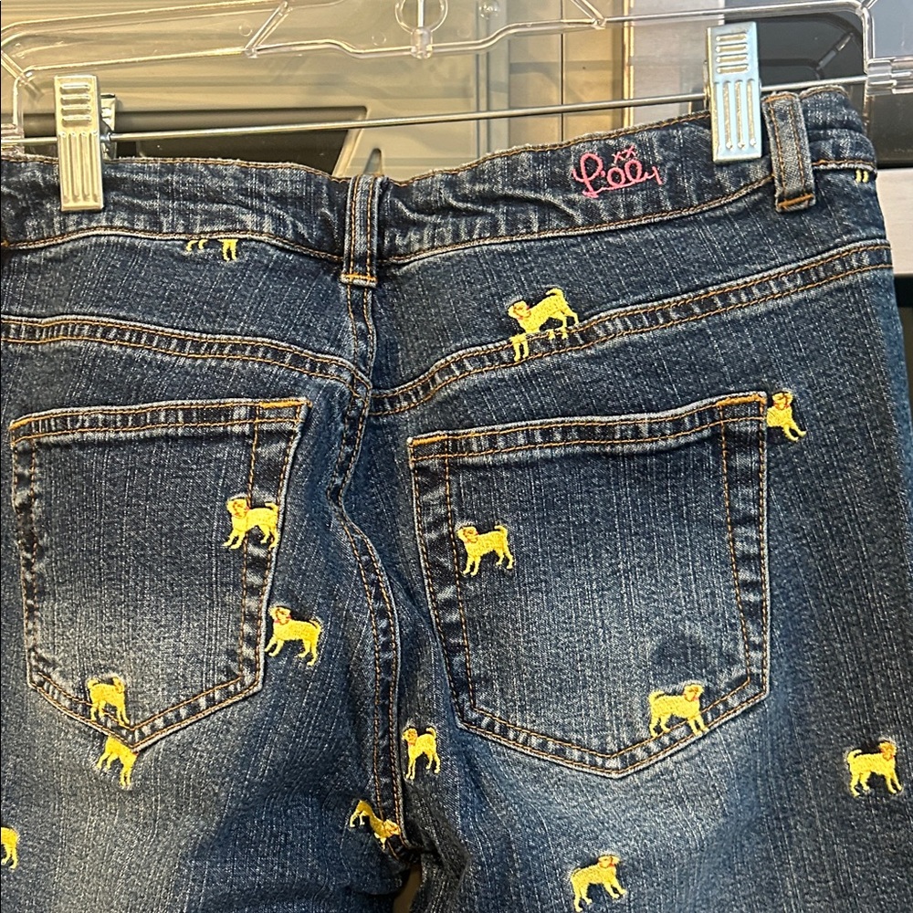Lilly Pulitzer Vintage Y2K embroidered Dog Blue Jeans 2 - Picture 5 of 5